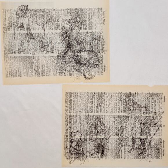 Alice in Wonderland Dictionary Prints 4, Black and White Alice Prints - Picture 6 of 6